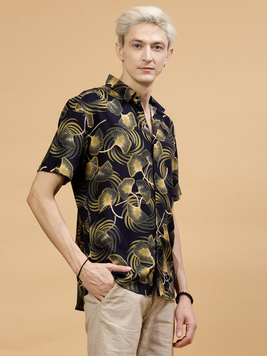 All Over Botanical Print Rayon Shirt