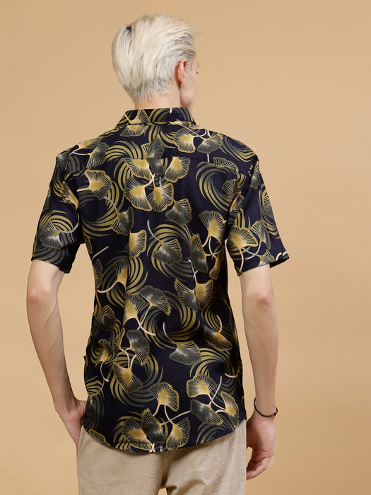 All Over Botanical Print Rayon Shirt