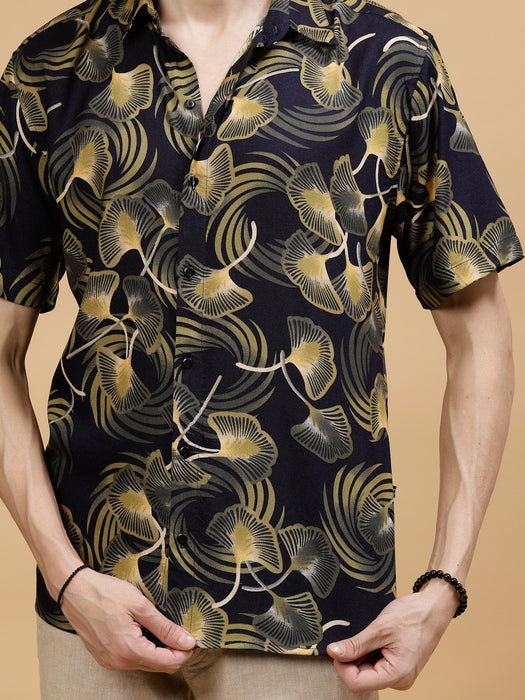 All Over Botanical Print Rayon Shirt