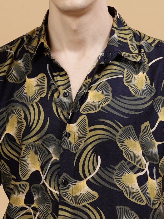 All Over Botanical Print Rayon Shirt