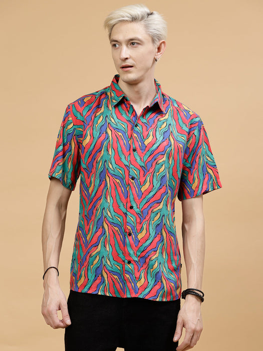 Men's Rayon Shirt All Over Abstract Print