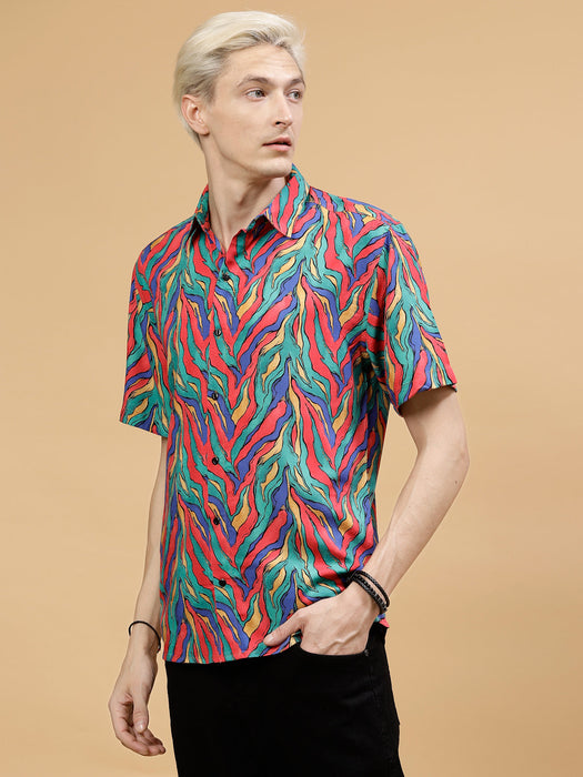 Men's Rayon Shirt All Over Abstract Print