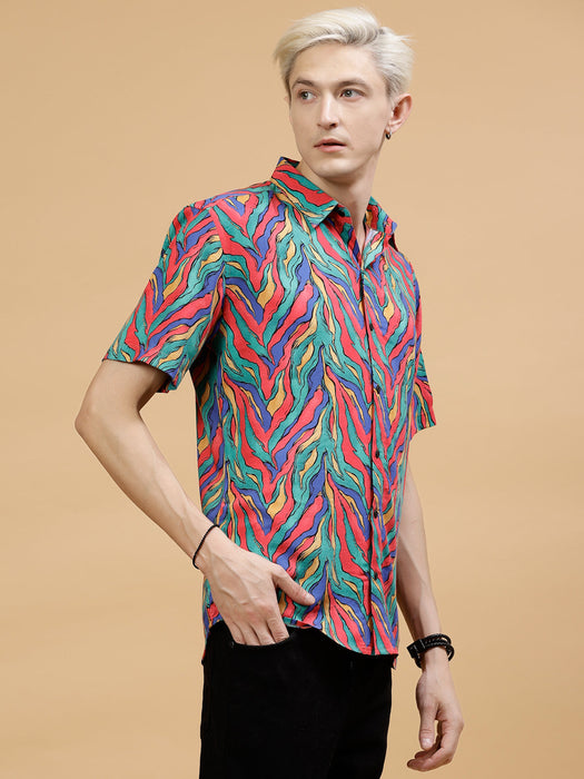 Men's Rayon Shirt All Over Abstract Print