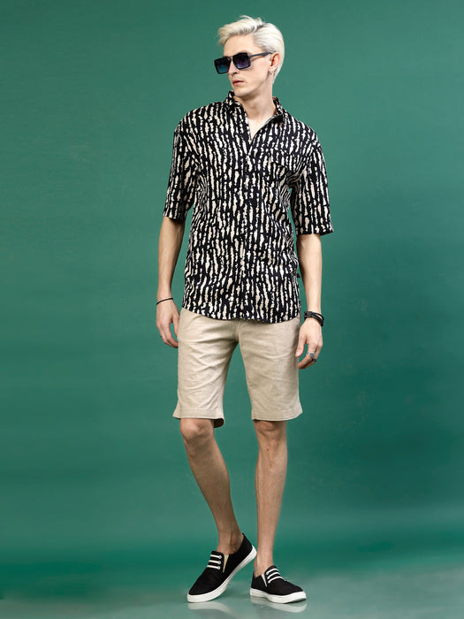 Men's Rayon All Over Abstract Print Drop Shoulder Shirt