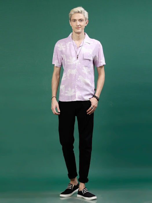 Men's Slim Fit Jungle Tribe Print Shirt