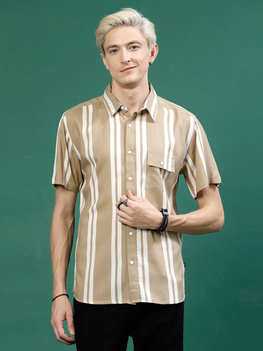 Men's Slim Fit Striped Rayon Shirt