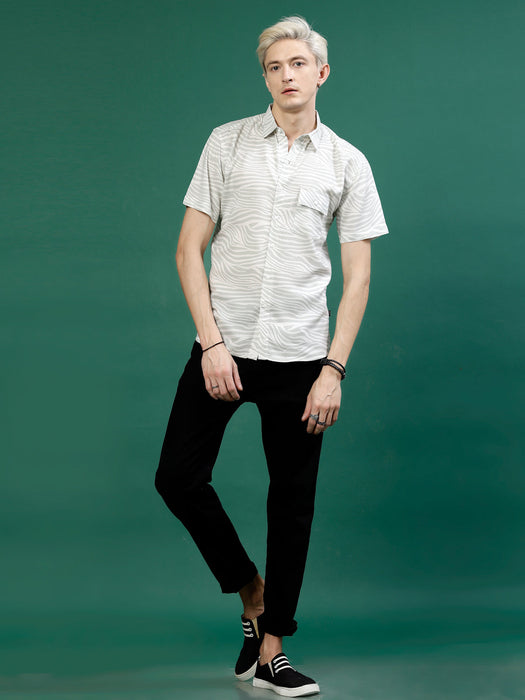 Jungle Tribe Slim Fit Rayon Print Shirt