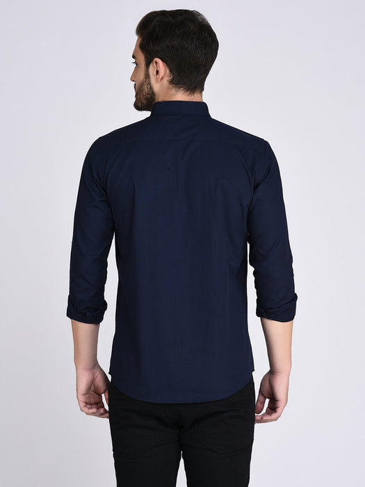 Navy Circle Print On Front Shirt-Full