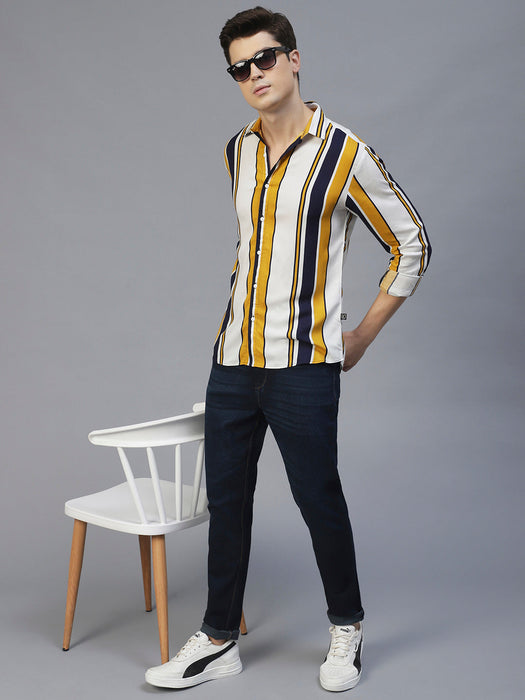 White Verticle Stripes Full Sleeves Shirt