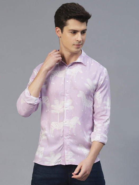 Purple Zebra Print Full Sleeves Shirt