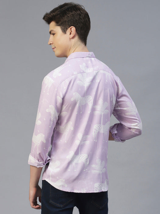 Purple Zebra Print Full Sleeves Shirt