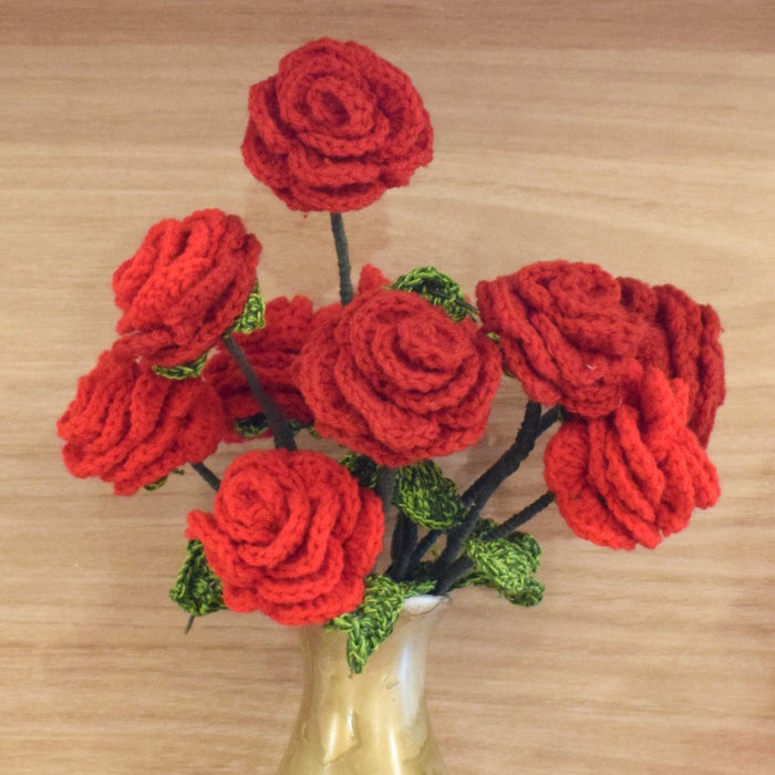 HANDMADE CROCHET ROSE FLOWERS - Set Of 15