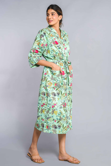 Floral Pattern Kimono Robe Long Bathrobe For Women (Multi)-KM-155