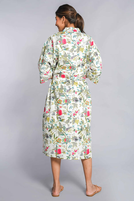 Floral Pattern Kimono Robe Long Bathrobe For Women (Multi)-KM-154