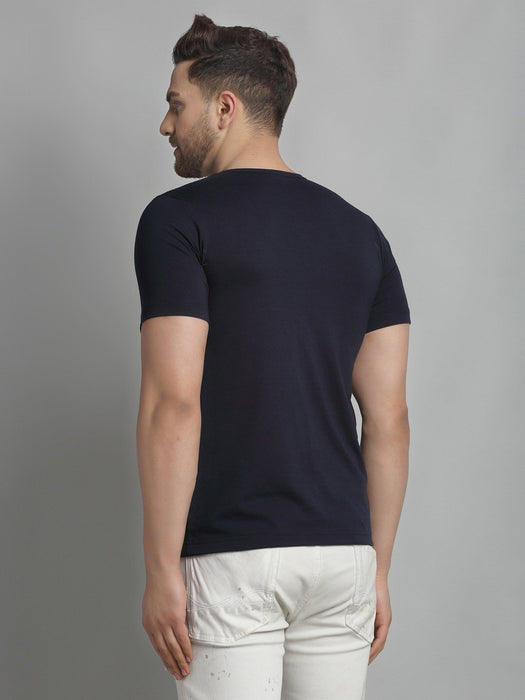 Navy THE END Placement Print Round Neck Cotton Half Sleeve T-Shirt