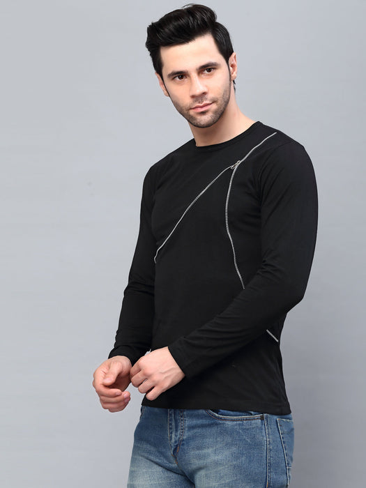 Black Zipper Detail T-Shirt