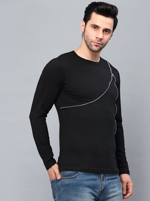 Black Zipper Detail T-Shirt