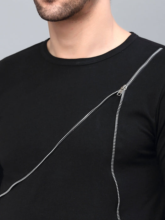 Black Zipper Detail T-Shirt