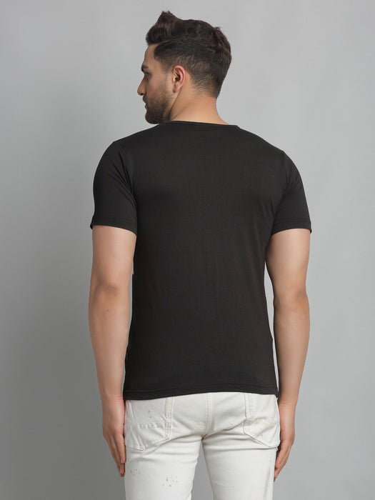 Black Color Block Round Neck Cotton Half Sleeve T-Shirt