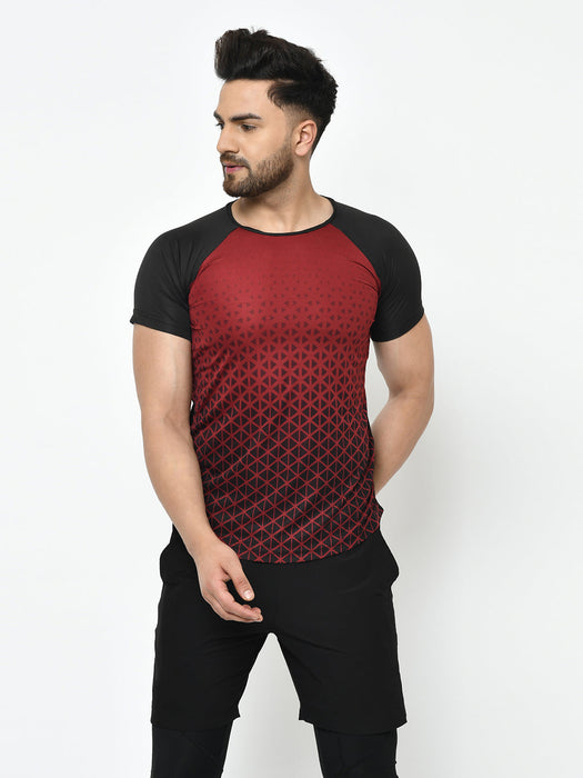 Active Wear Printed Raglan Half Sleeve T-Shirt