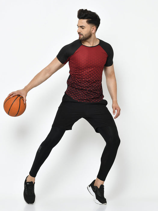 Active Wear Printed Raglan Half Sleeve T-Shirt