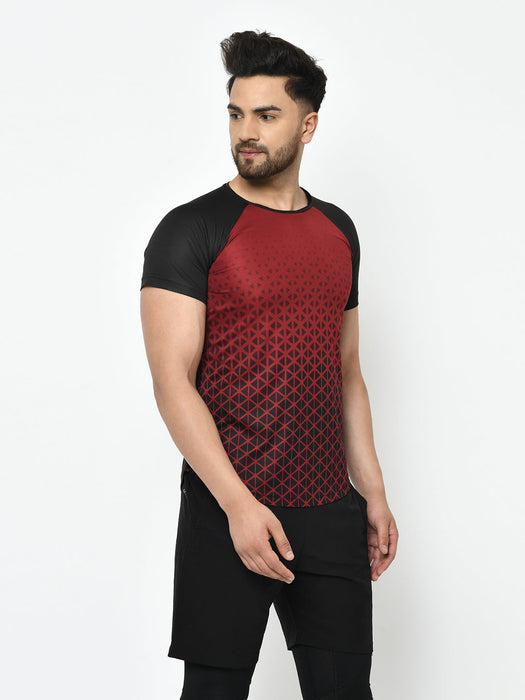 Active Wear Printed Raglan Half Sleeve T-Shirt