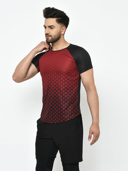 Active Wear Printed Raglan Half Sleeve T-Shirt