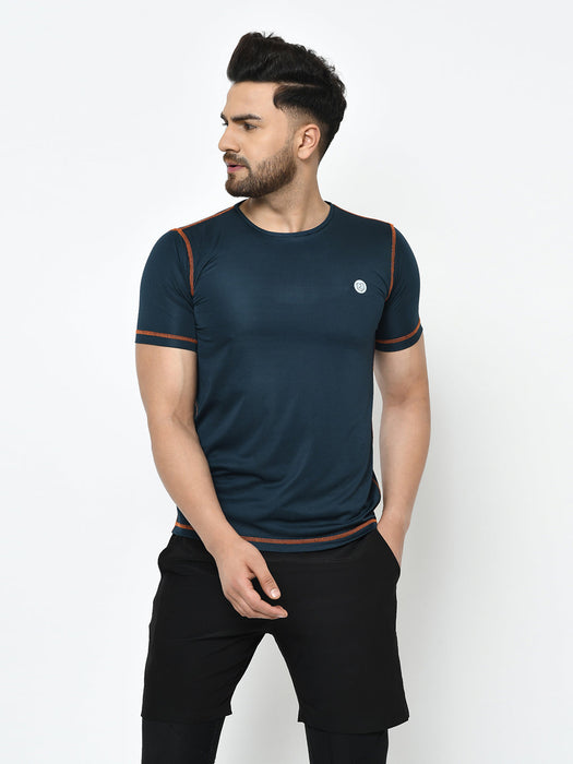 Contrast Thread Detailing Round Neck Half Sleeve T-Shirt