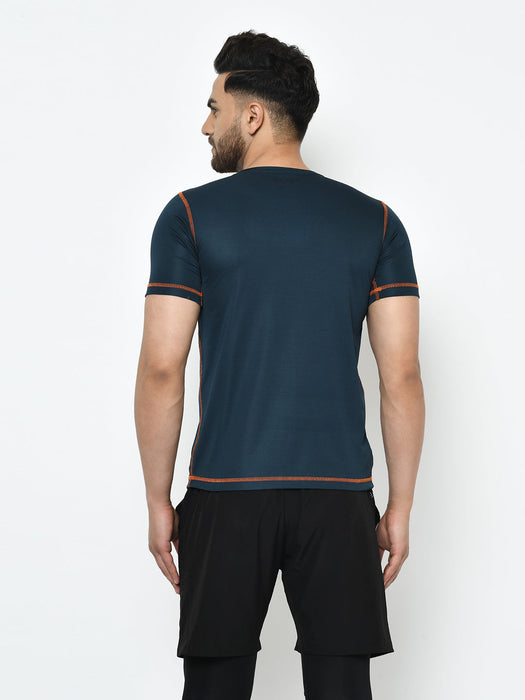 Contrast Thread Detailing Round Neck Half Sleeve T-Shirt