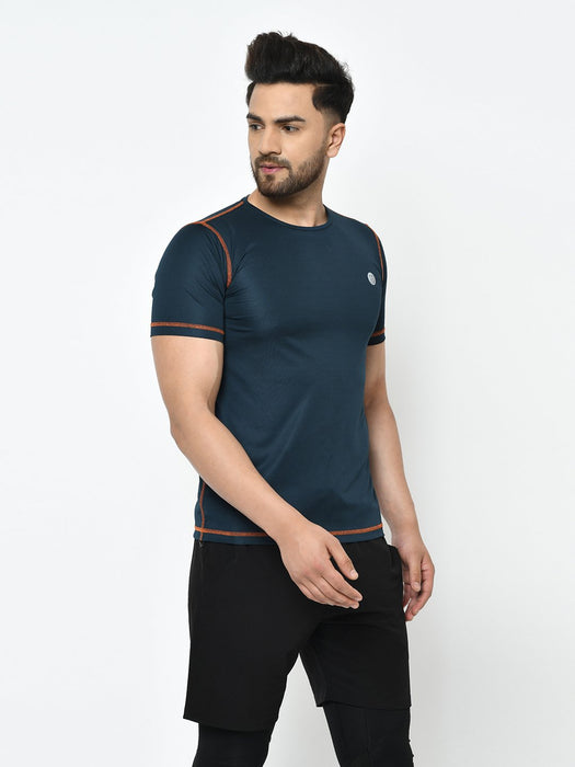 Active Wear Contrast Thread Detailing Half Sleeve T-Shirt