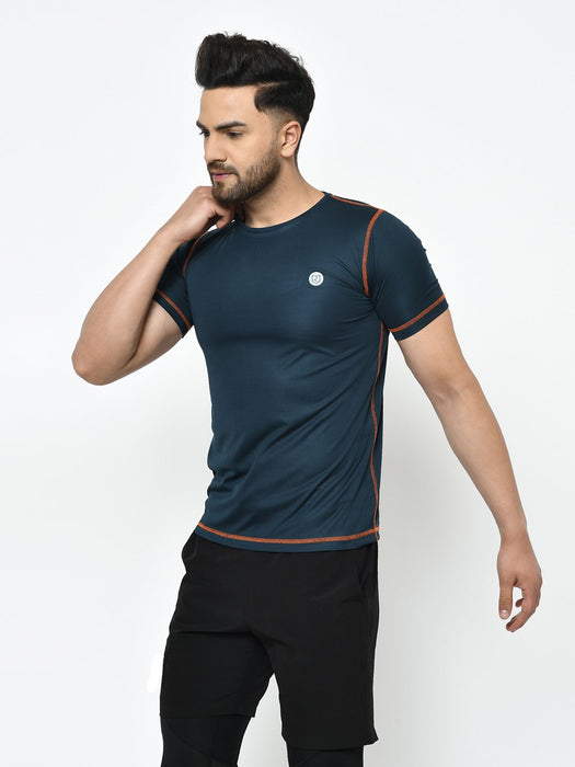 Active Wear Contrast Thread Detailing Half Sleeve T-Shirt