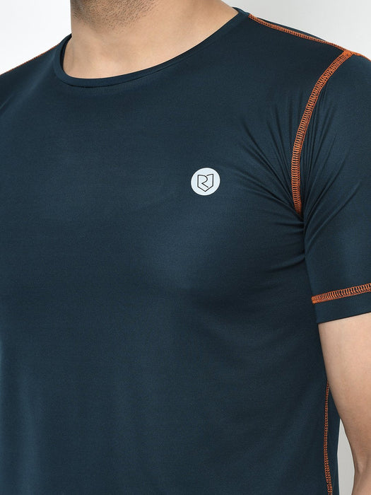 Active Wear Contrast Thread Detailing Half Sleeve T-Shirt