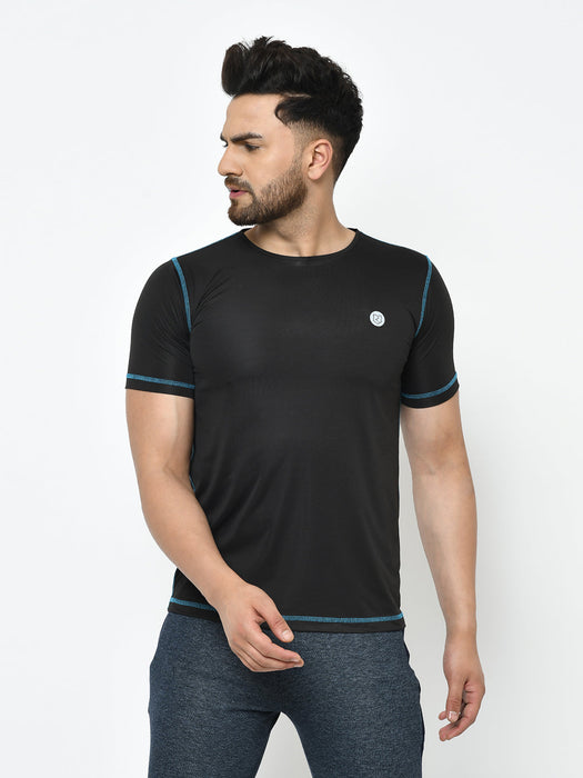 Active Wear Contrast Thread Detailing Half Sleeve T-Shirt