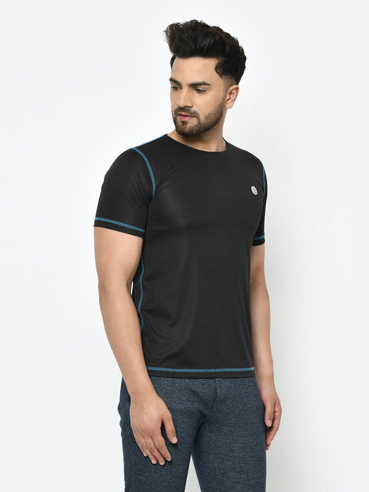 Active Wear Contrast Thread Detailing Half Sleeve T-Shirt