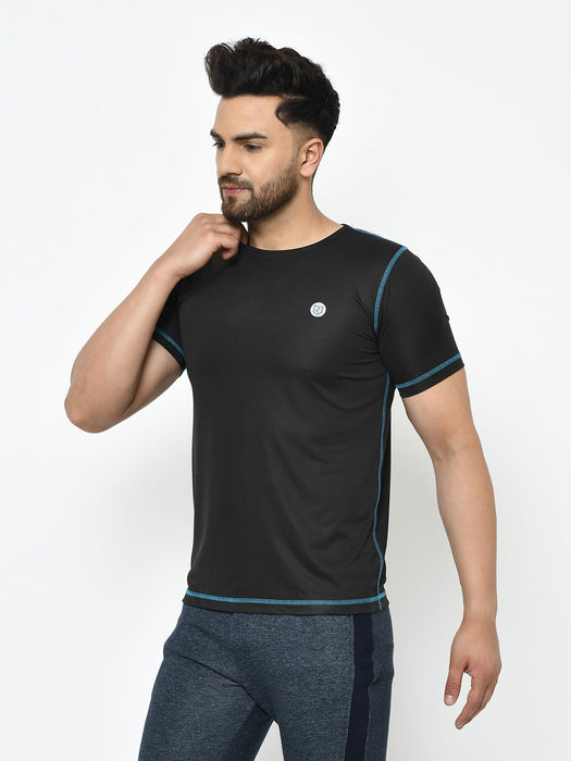 Active Wear Contrast Thread Detailing Half Sleeve T-Shirt