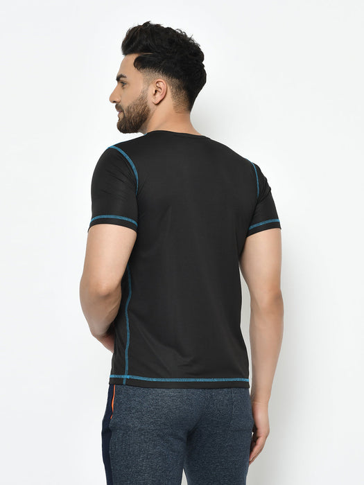 Active Wear Contrast Thread Detailing Half Sleeve T-Shirt