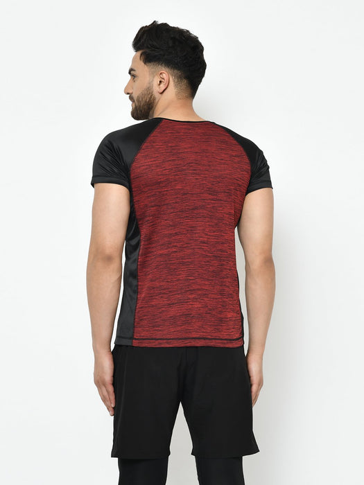 Active Wear Self Design Cut & Sew Raglan Half Sleeve T-Shirt