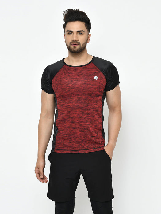 Active Wear Self Design Cut & Sew Raglan Half Sleeve T-Shirt