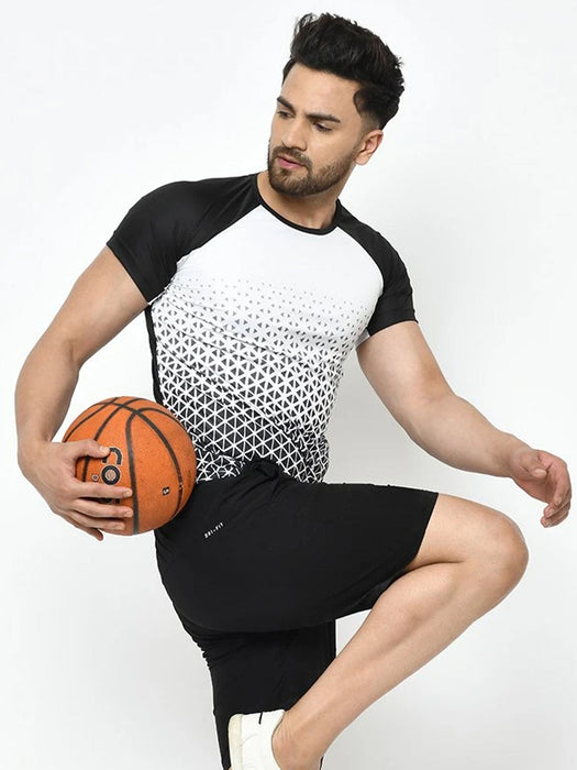 Active Wear Printed Raglan Half Sleeve T-Shirt