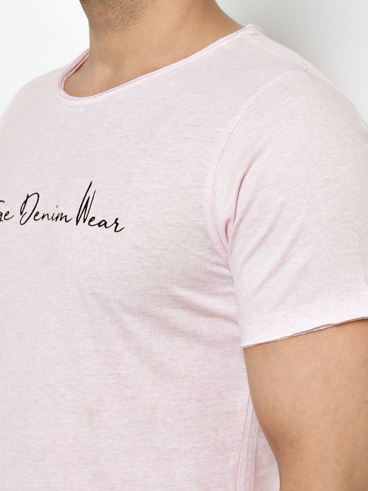 Light Pink Vintage Print Half Sleeve Cotton T-Shirt