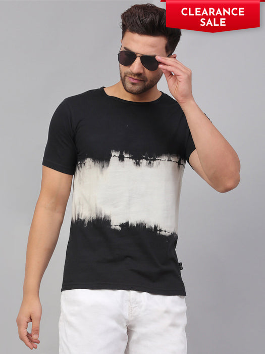 Black Over Dye Round Neck Cotton Half Sleeve T-Shirt