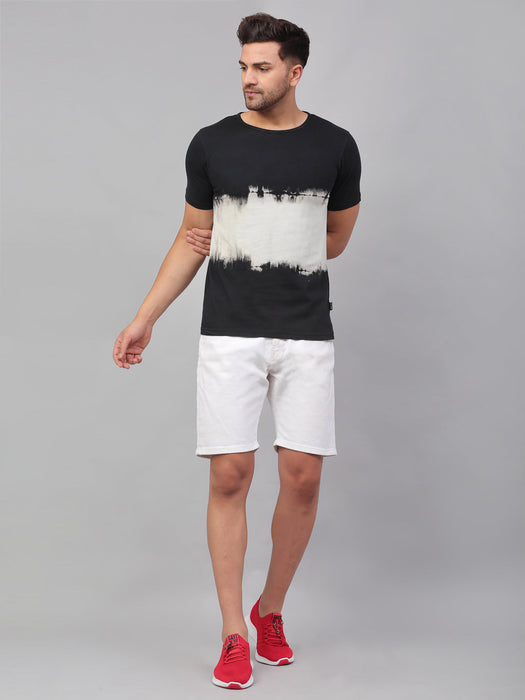 Black Over Dye Round Neck Cotton Half Sleeve T-Shirt