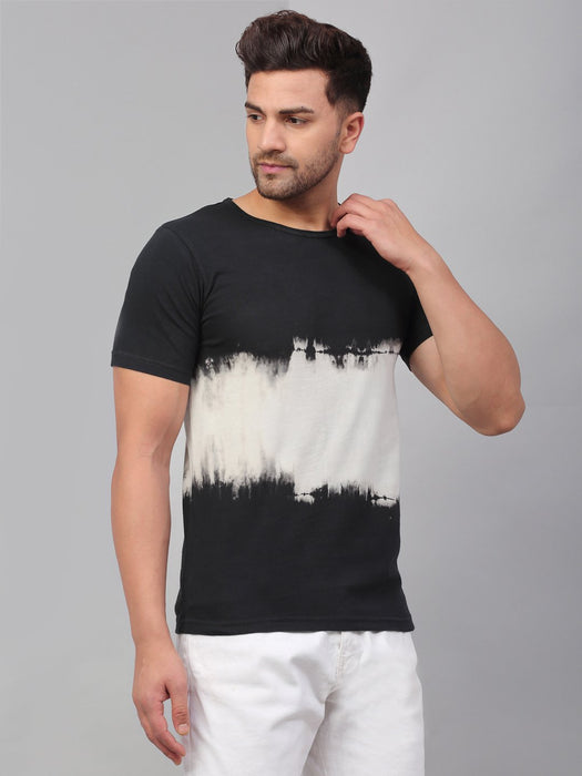 Black Over Dye Round Neck Cotton Half Sleeve T-Shirt