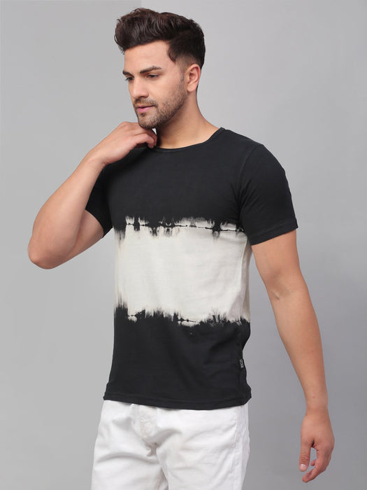 Black Over Dye Round Neck Cotton Half Sleeve T-Shirt