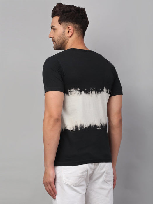 Black Over Dye Round Neck Cotton Half Sleeve T-Shirt