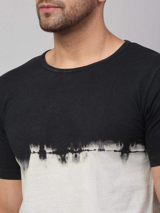 Black Over Dye Round Neck Cotton Half Sleeve T-Shirt