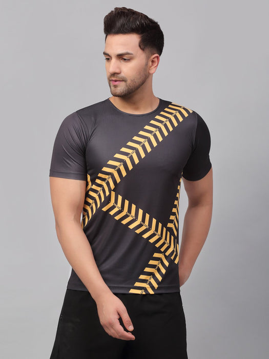 Printed Round Neck Half Sleeve Active Wear T-Shirt