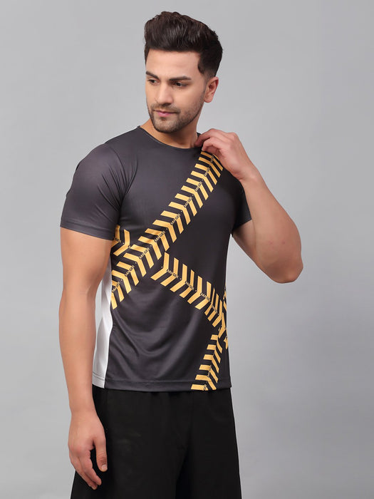 Printed Round Neck Half Sleeve Active Wear T-Shirt