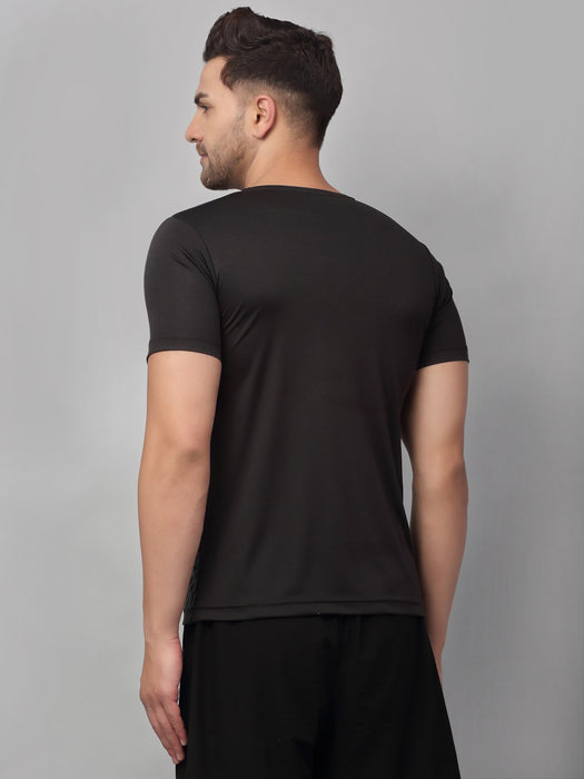 Black Printed Active Wear Half Sleeve T-Shirt