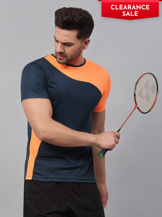 Blue Orange Cut & Sew Active Wear Half Sleeve T-Shirt